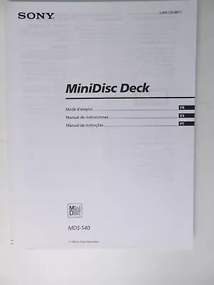 Kaufen Sony Minidisc Deck MDS-S40 Bedienungsanleitung H-25172 • 6.90€