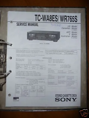 Kaufen Service Manual Sony TC-WA8ES/TC-WR765S  Deck,ORIG • 8€
