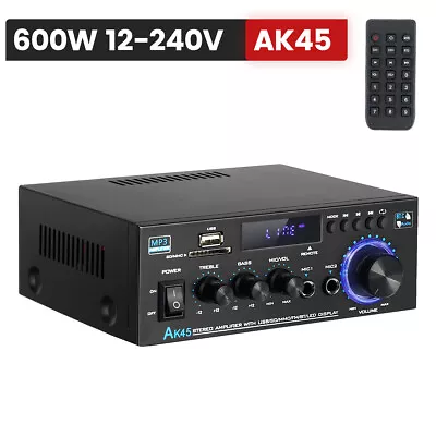 Kaufen 600W Bluetooth Mini Verstärker HiFi Power Audio Stereo Bass AMP USB MP3 FM Auto • 28.28€