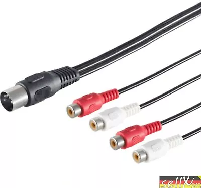 Kaufen 5p DIN Stecker AUDiO Kabel Adapter 4 RCA Cinch Chinch Buchse Aufnahme Wiedergabe • 6.43€