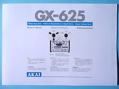 Kaufen Operator‘s Manual-Bedienungsanleitung Für Akai GX-625  • 12€