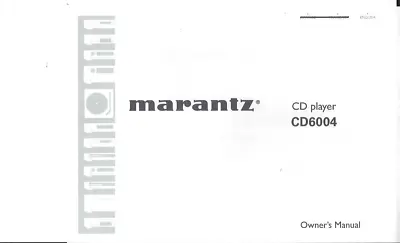 Kaufen Marantz User Manual Bedienungsanleitung Für Model CD 6004 Englisch Copy • 11€