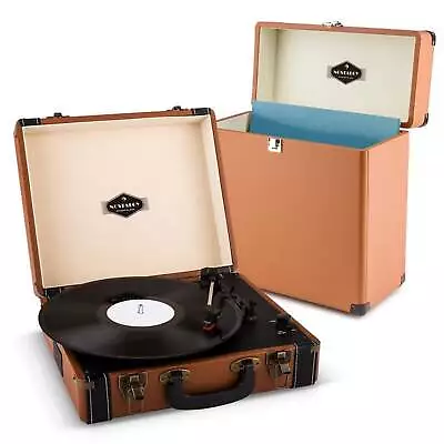 Kaufen Auna Retro Schallplatten Spieler Turntable Koffer Set Aufbewahrung Schutz Braun • 99.99€