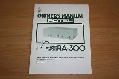 Kaufen Notice Manuel D'instructions Amplificateur ROTEL RA-300 Booklet NM + Garantie • 20€