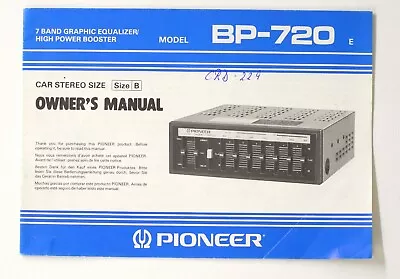 Kaufen Original PIONEER BP-720 Car Equalizer Operating Instruction/Bedienungsanleitung • 23.90€