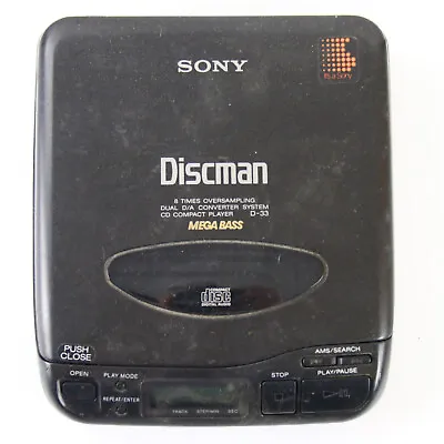 Kaufen Tragbarer CD Player Recorder Sony Discman D-33 Schwarz Defekt • 17.99€