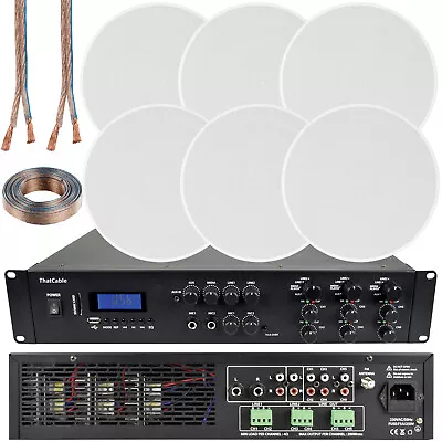 Kaufen 1200W Bluetooth Soundsystem 6x 100W Schmaler Deckenlautsprecher 6 Zonen Mixer Verstärker • 774.64€
