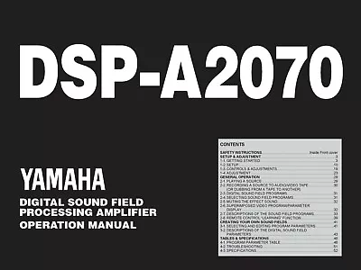 Kaufen Bedienungsanleitung-Operating Instructions Für Yamaha DSP-A2070  • 13.50€