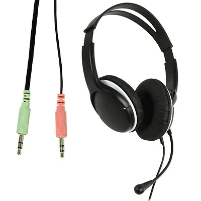 Kaufen 3,5 Mm Stereo Headset Kopfhörer Lautstärkeregler Mikrofon Mikro VoIP Skype MP3 • 17.95€