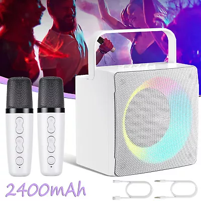 Kaufen Karaoke Machine Mit LED-Licht,Bluetooth Karaoke Lautsprecher Mit 2 Mikrofonen • 30.89€