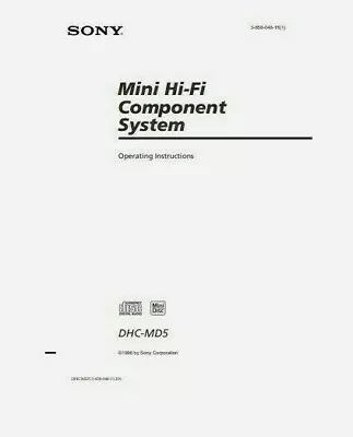 Kaufen Sony DHC-MD5 - Musik-Hifi-Stereoanlage - Bedienungsanleitung - BENUTZERHANDBUCH  • 8.22€