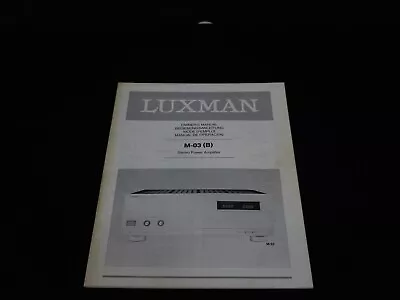 Kaufen ORIGINAL Luxman M-03 B Power Amplifier User Manual • 29.90€