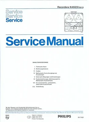 Kaufen Philips Service Manual Für N 4522  In Deutsch Copy • 13.60€