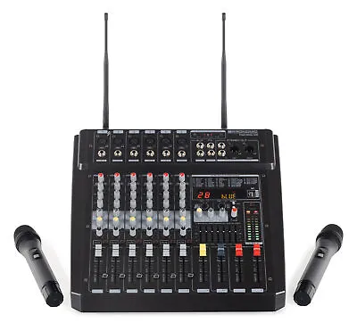 Kaufen DJ PA 6-Kanal Power Mixer Mischpult Verstärker Funk Mikrofon 760W Effekte USB • 314€