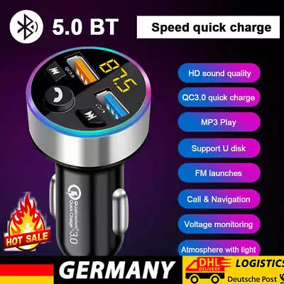 Kaufen Zigarettenanzünder Auto Bluetooth FM Transmitter Radio Adapter 2 USB Ladegerät • 11.95€