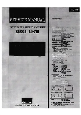 Kaufen Service Manual-Anleitung Für Sansui AU-719 • 10€
