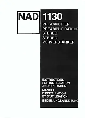 Kaufen NAD Bedienungsanleitung Für  1130  User Owner´s Manual  Mehrsprachig Copy • 12.50€