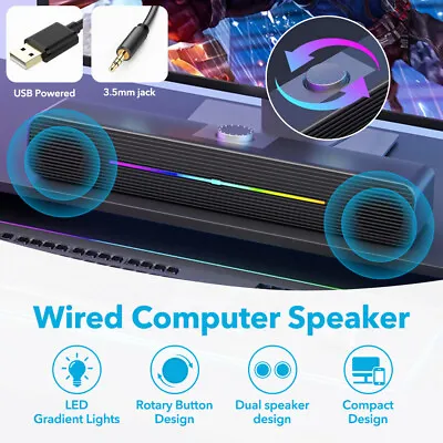 Kaufen USB PC Lautsprecher Stereo Bass Speaker LED Multimedia Boxen Für Computer Laptop • 14.89€