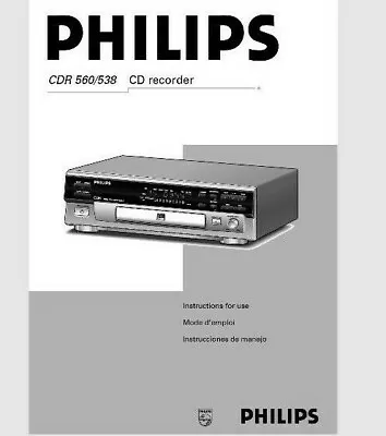 Kaufen Phillips CDR 560 538 Audio CD Player Recorder Bedienungsanleitung BENUTZERHANDBUCH  • 9.59€