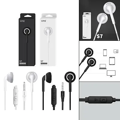 Kaufen S7 3,5 Mm Kopfhörer In-Ear Mit Mikro Stereo Flach Für Handys Tablet MP3 • 5.40€