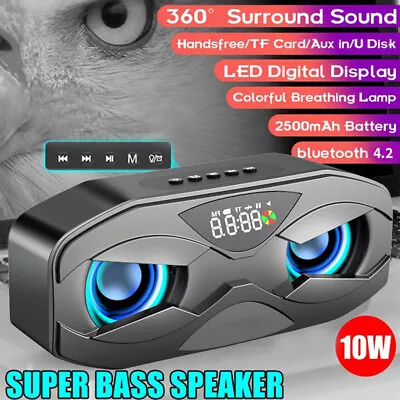Kaufen Bluetooth Lautsprecher Wireless Wasserdicht Aussenbereich Stereo Bass USB Mini Radio Zuhause • 23.61€