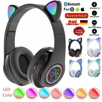 Kaufen Bluetooth Katze Ohr Kopfhörer Gaming Headset Kopfhörer Mit LED Licht Für Kinder. • 11.88€