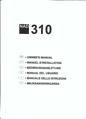 Kaufen NAD Bedienungsanleitung Für  310  User Owner´s Manual  Mehrsprachig Copy • 12.50€