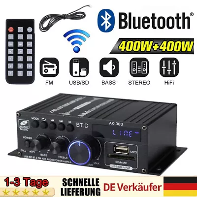 Kaufen 800W HiFi Bluetooth Stereo Verstärker Digital Power Audio Amplifier FM 12V AK380 • 25.99€