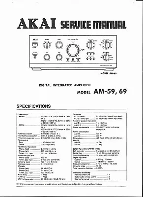 Kaufen Akai  Service Manual Für AM- 59 / 69 Mit Service-Tipp  Copy • 12€