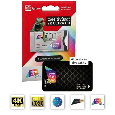 Kaufen TiVuSat Karte Aktiv Inkl. CI+ Modul 4K Ultra HD Telesystem SmarCam Rai MediaSet • 118.90€
