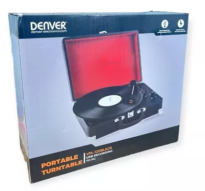 Kaufen DENVER VPL-120 Tragbarer Plattenspieler - Schwarz Mit Eingebauten Lautsprechern • 45.99€