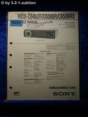 Kaufen Sony Service Manual MDX C6400R /C6500R /C6500RX Mini Disc Player  (#6291) • 15.99€