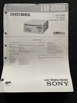 Kaufen SONY LVR-6000A Laserdisc-Recorder Original Service Manual Anleitung Handbuch • 79€