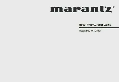 Kaufen Marantz PM6002 Integrierter Stereo-Verstärker Bedienungsanleitung - BENUTZERHANDBUCH  • 8.11€