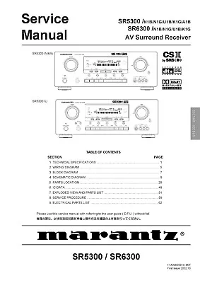 Kaufen Service Manual-Anleitung Für Marantz SR-5300, SR-6300  • 14€