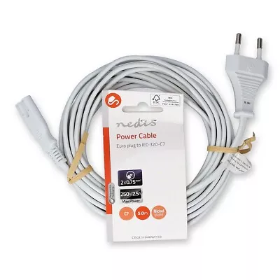 Kaufen 5m 5 Meter Netzkabel Euro Japan 2 Polig Stromkabel Kabel 8er Stecker 2pol Weiß • 12.90€