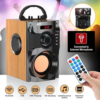 Kaufen 20W Tragbarer Bluetooth Lautsprecher LED Subwoofer Karaoke FM Radio Soundbox LCD • 28.99€