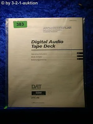Kaufen Sony Bedienungsanleitung DTC A6 Digital Audio Tape Deck  (#0383) • 12.49€