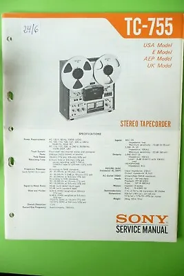 Kaufen Service Manual / Anleitung Für Sony TC-755 ,ORIGINAL • 55€