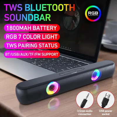 Kaufen Bluetooth 5.0 Soundbar Tisch Subwoofer TV Heimkino System Lautsprecher RGB TWS • 26.99€