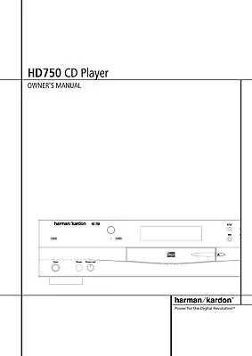 Kaufen Bedienungsanleitung-Operating Instructions Für Harman Kardon HD 750  • 9€