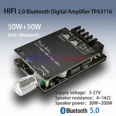 Kaufen Hifi Stereo Bluetooth Digital Endstufe Platine TPA3116 50 Wx2 Mit Filter AUX • 13.14€