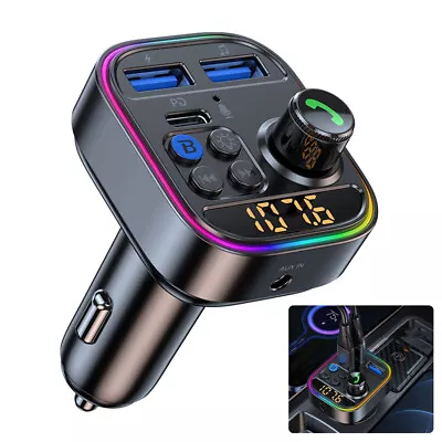 Kaufen Bluetooth BT 5.3 FM Transmitter TF AUX Auto MP3 Player USB-C USB Ladegerät KFZ • 16.59€