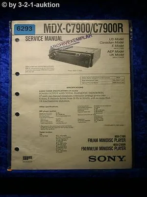 Kaufen Sony Service Manual MDX C7900 /C7900R Mini Disc Player  (#6293) • 15.99€