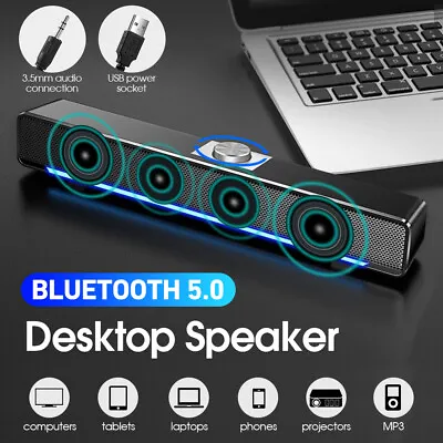 Kaufen Bluetooth 5.0 Lautsprecher TV Soundbar Heimkino Stereo Subwoofer Laptop Soundbox • 20.89€