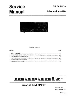 Kaufen Service Manual-Anleitung Für Marantz PM-80 SE  • 10€