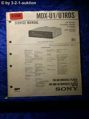 Kaufen Sony Service Manual MDX U1 / U1RDS FM/AM Mini Disc Player (#2398) • 15.99€