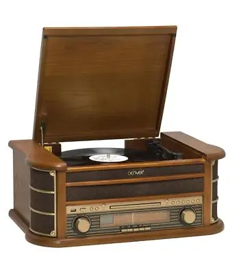 Kaufen Denver MCR-50MK2 Retro Plattenspieler Aus Holz Mit Radio CD Kassette USB MP3 • 141.04€