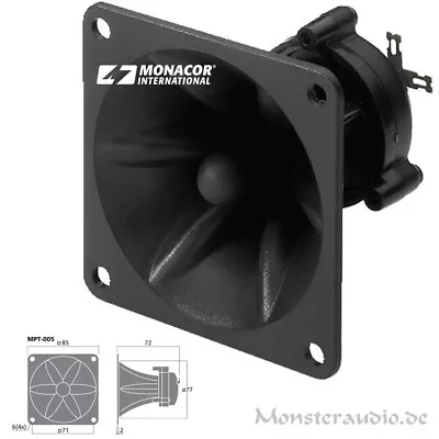 Kaufen Monacor MPT-005 225 Watt Piezo-Hochtöner Quadratisch Horn Gehäuse 8 4 Ohm • 19.79€