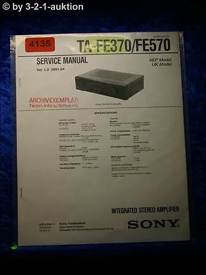 Kaufen Sony Service Manual TA FE370 /FE570 Amplifier (#4135) • 14.95€